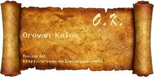 Orovan Kolos névjegykártya